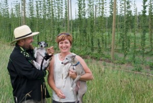 Brian and Amy in the hop field