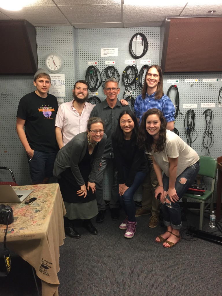 Rocky and production team in the studio